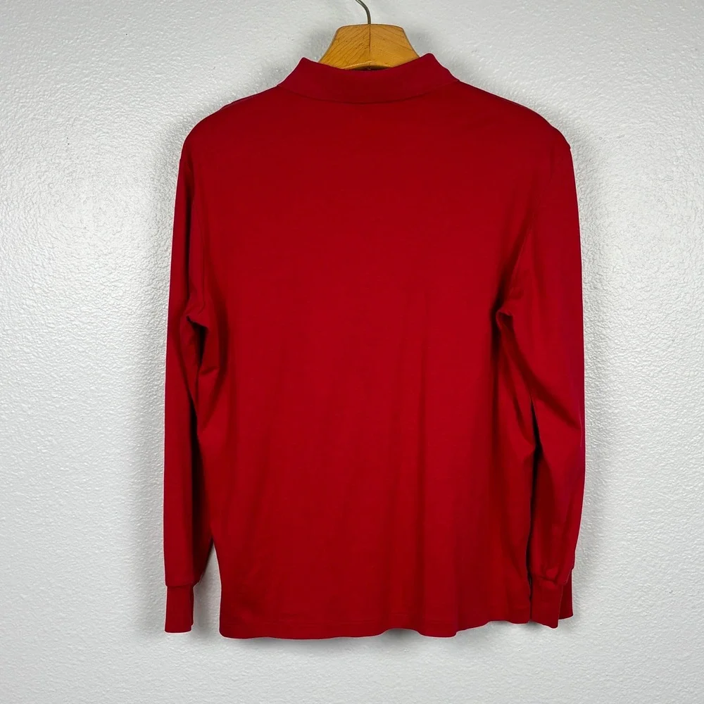 Polo Ralph Lauren Red‎ Long Sleeve Polo Shirt Mens M Classic Fit Multicolor Pony